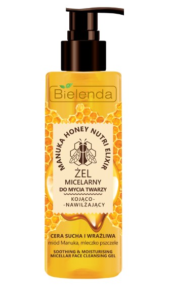Manuka Honey Nutri Elixir - Gel Micelar Calmant si Hidratant Pentru curatarea Fetei - Ten Uscat si Sensibil - Bielenda - 200 g